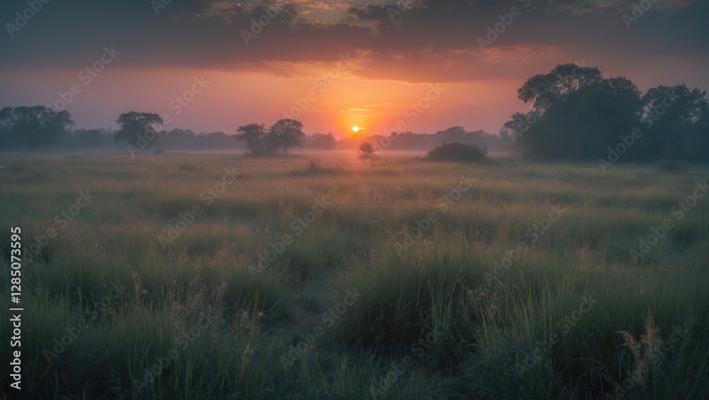 Obraz premium dawn in the savanna grassland