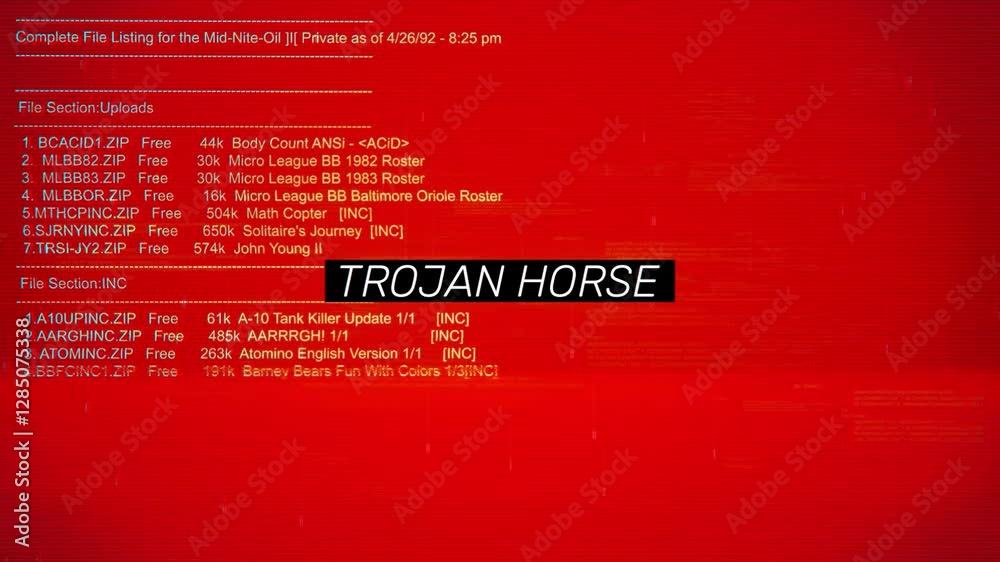 Trojan Horse Text on hacking background screen