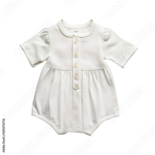 White Baby Romper with Buttons and Collar Isolated on Transparent Background
