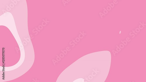 Abstract minimalist artwork featuring a pink background with overlapping shapes in varying shades.