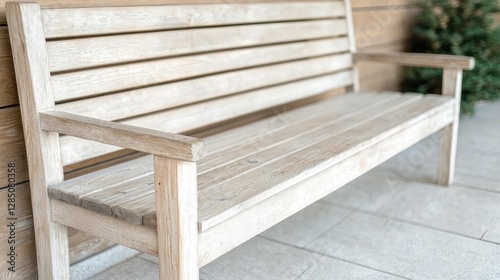 White wooden bench outdoors photo