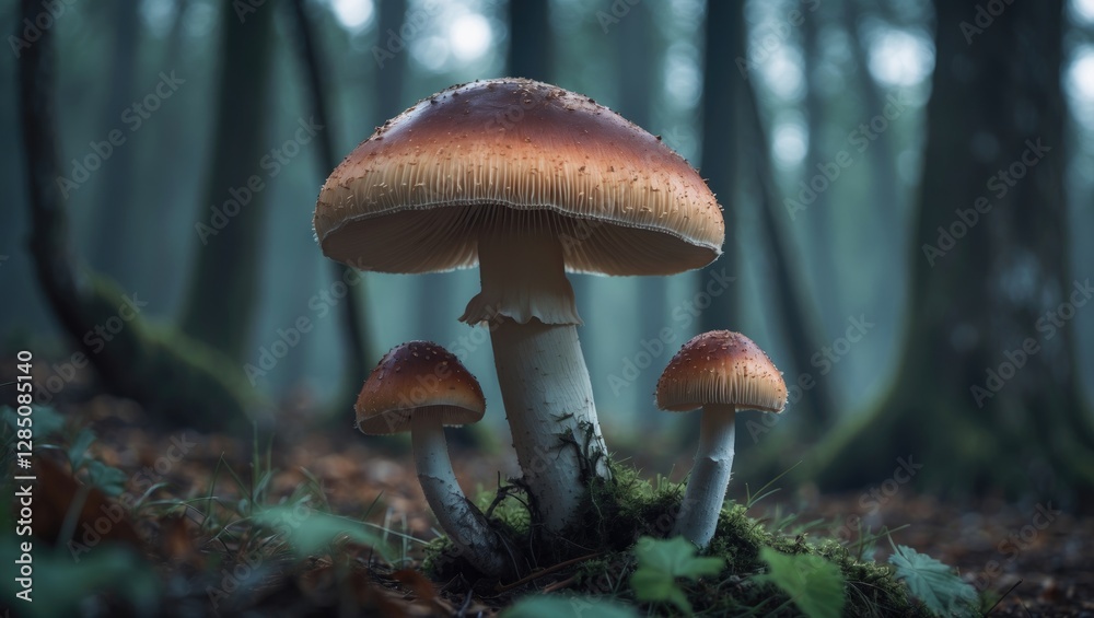 Fototapeta premium Upright image of a mushroom in the forest