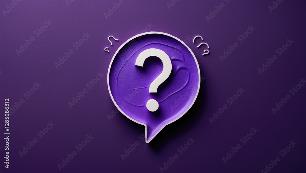 Violet conversation bubble icon featuring a question mark, ideal for landing pages, hero sections, and digital illustrations. Violet conversation bubble icon featuring a question mark, ideal for landing pages, hero sections, and digital illustrations.