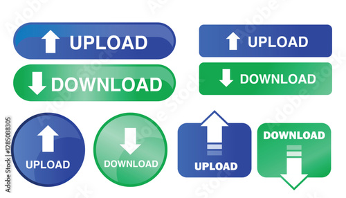 button upload and download vector
