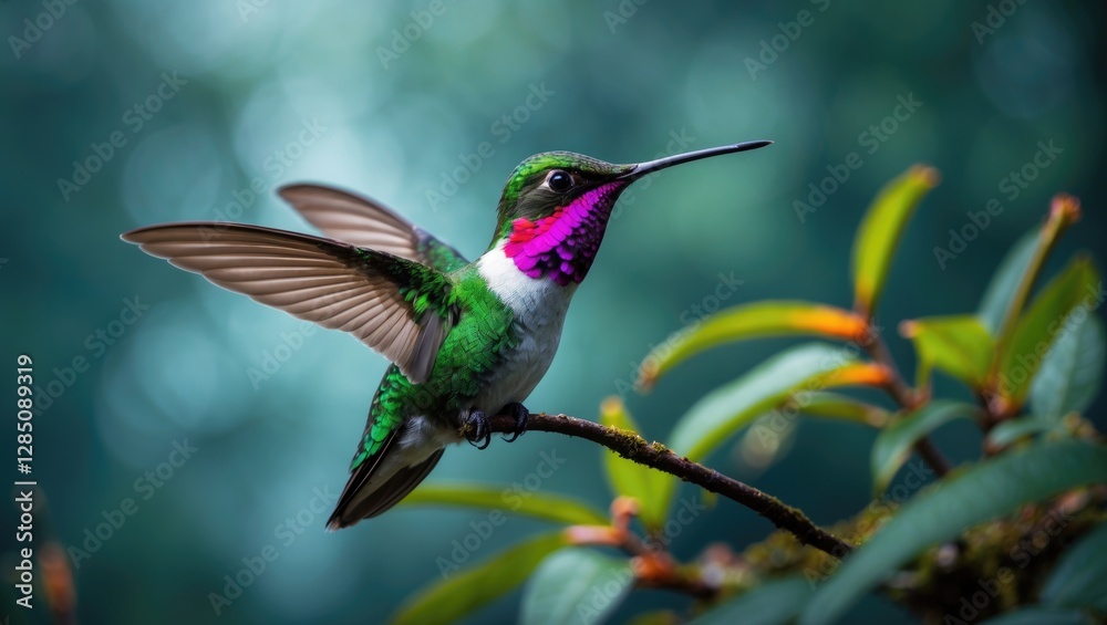 Fototapeta premium A vibrant hummingbird spotted in the cloud forest.