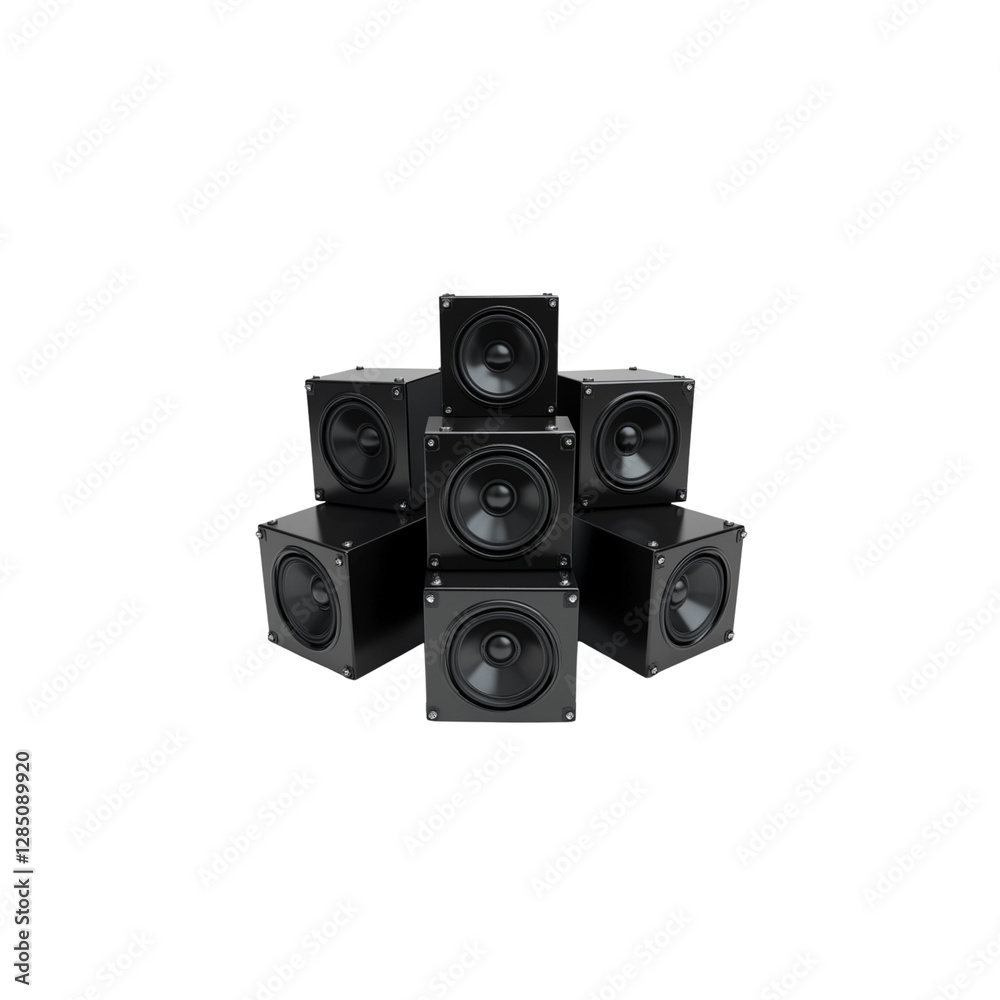 Black subwoofer on white background
Black subwoofer on white background
