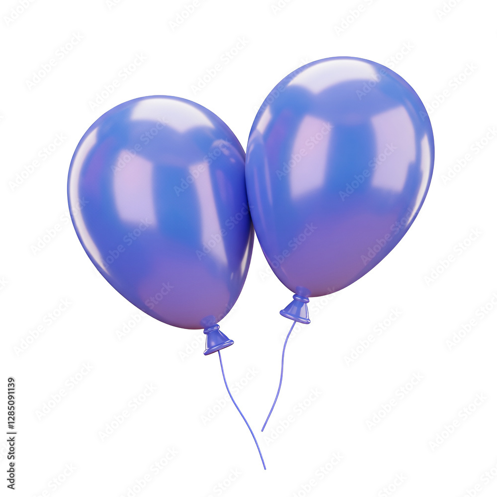 Two Purple Balloons Isolated Transparent Background 3D Render Two Purple Balloons Isolated Transparent Background 3D Render