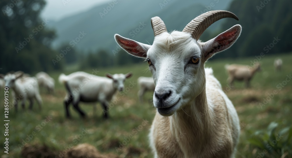 goat enjoys a tumble in a lush meadow goat enjoys a tumble in a lush meadow
