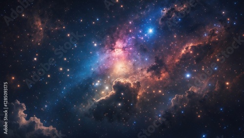 dazzling illumination in the universe, a colorful galaxy rich with cosmic dust, and an endless expanse