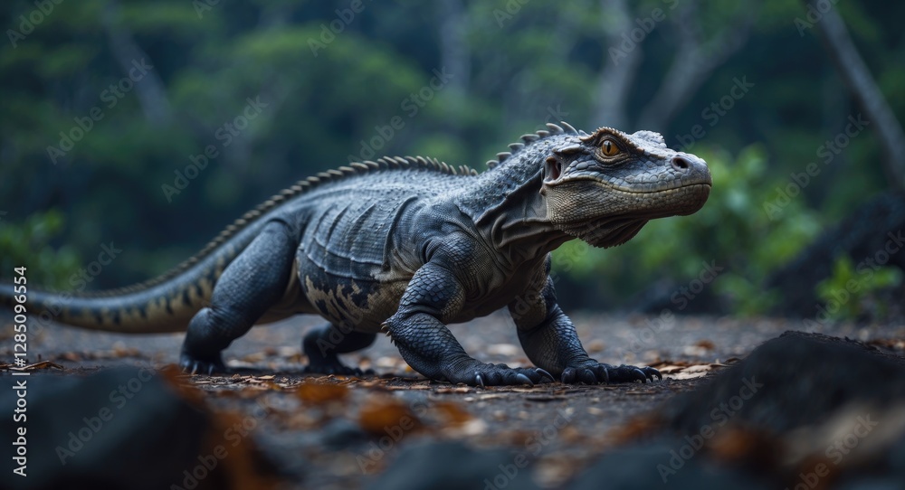 Obraz premium encountering the Komodo dragon, Varanus komodoensis, in the wilds of Komodo National Park