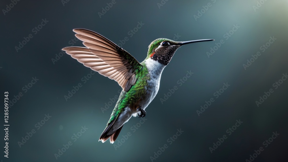 Fototapeta premium Hummingbird in flight, winged creature, lovely bird