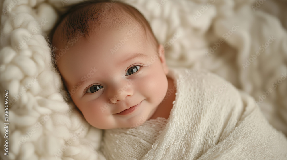 Newborn baby swaddled in white, a tender moment of pure innocence and new beginnings. Newborn baby swaddled in white, a tender moment of pure innocence and new beginnings.