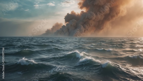 water movement dynamics. Intense dust storm activity. digital visualization of extensive data. futuristic wave interaction.