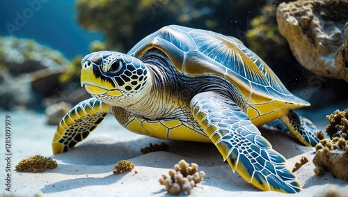 Emerald marine turtle, scientifically known as Chelonia mydas