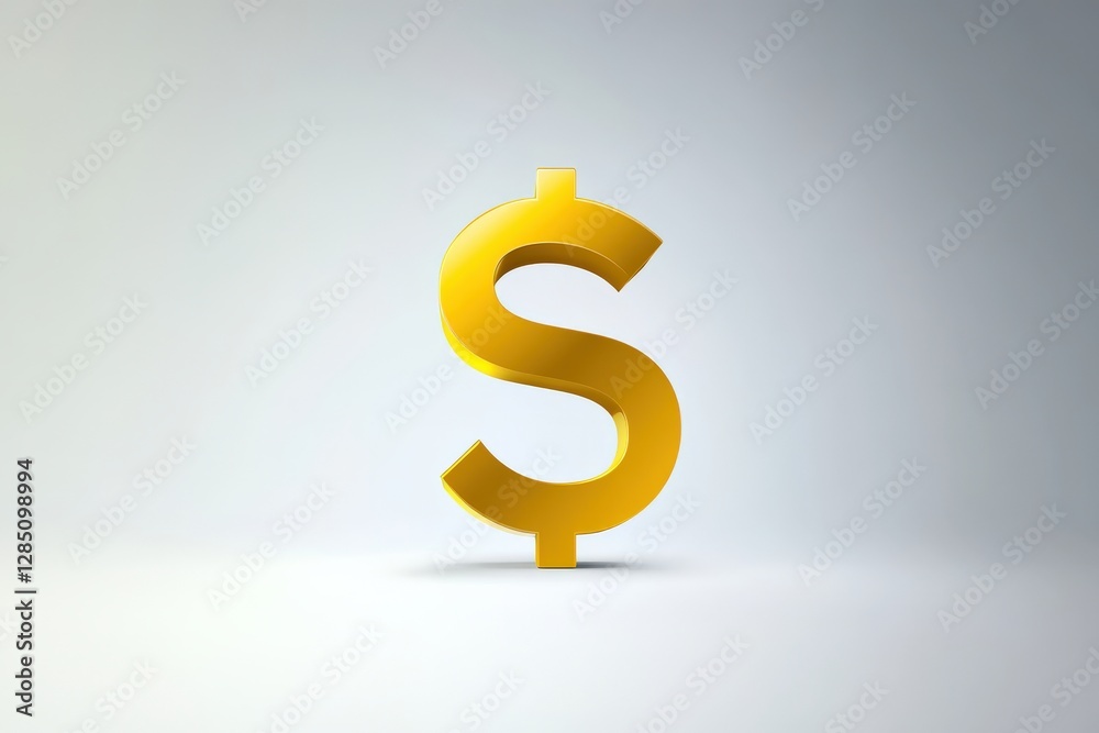 Gold Dollar Symbol on a Soft Gray Background for Financial Concepts and Investments Gold Dollar Symbol on a Soft Gray Background for Financial Concepts and Investments