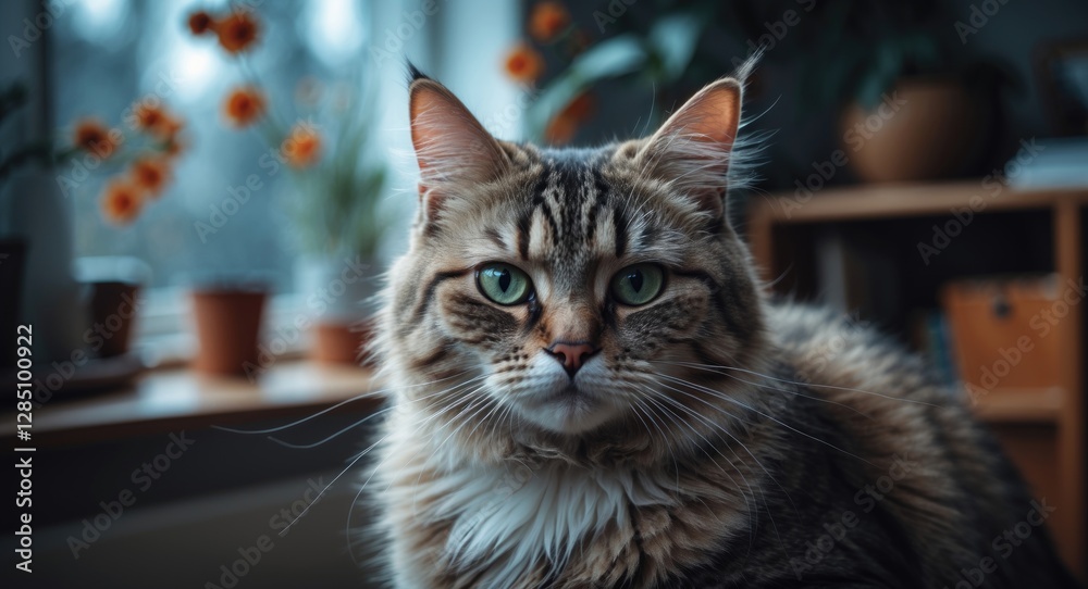 Detailed Portrait of Cats in a Cozy Home Setting Detailed Portrait of Cats in a Cozy Home Setting
