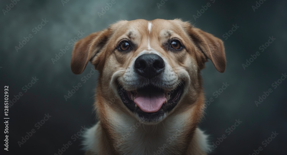 Image of a joyful rescued canine. Image of a joyful rescued canine.