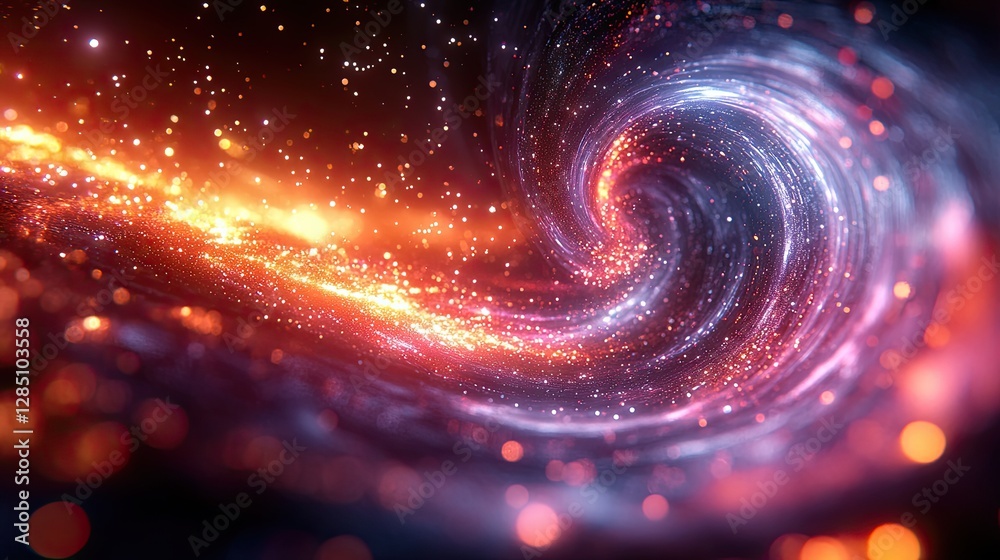 Obraz premium Celestial swirl of brilliant colors and sparkling cosmic particles