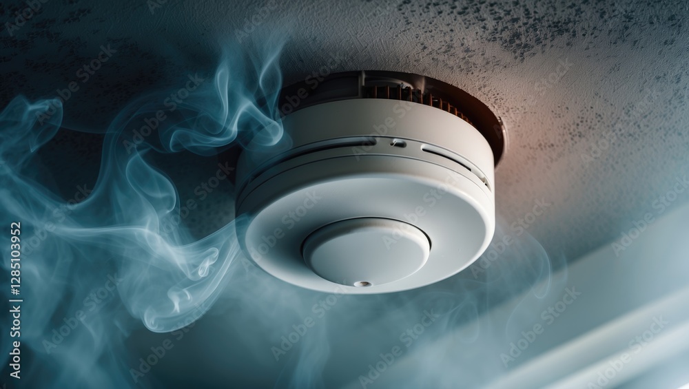 Ceiling-mounted smoke detector for fire alarms triggered by smoke as a safety alert