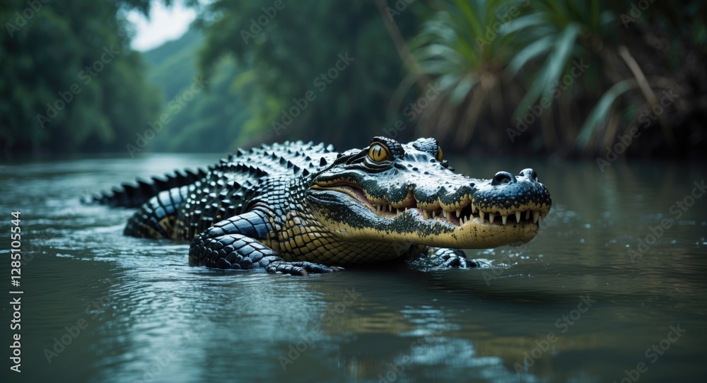 Obraz premium crocodile swimming in a river in costa rica