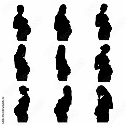 collection of silhouettes of pregnant women