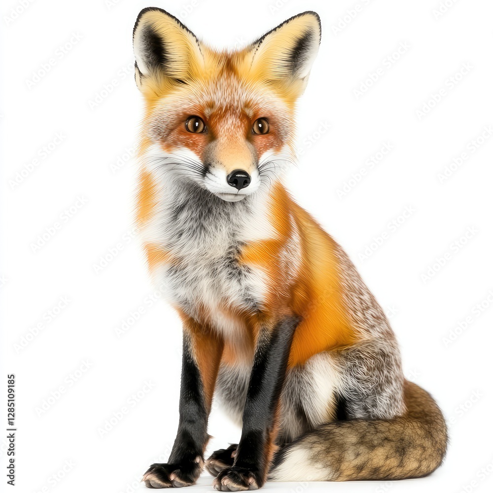 Pixel Perfect Picture of a Photo Red Fox, Isolated on a White Background Pixel Perfect Picture of a Photo Red Fox, Isolated on a White Background