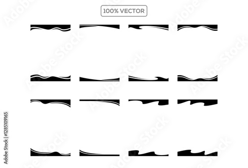 Header shape background for website design. Vector blue border for banner. Abstract divider for bottom or frame of template and web page