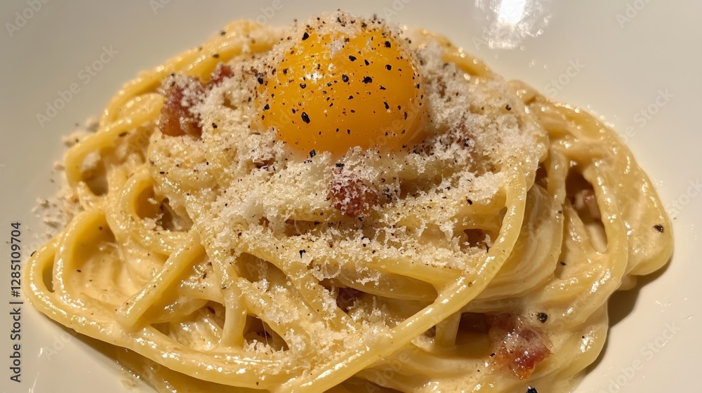 Delicious spaghetti carbonara recipe home kitchen food photography cozy atmosphere close-up culinary delight
