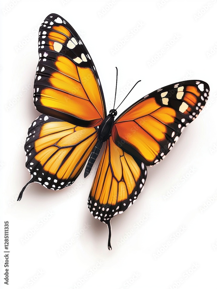 Fototapeta premium Monarch butterfly display natural habitat macro photography garden environment close-up view beauty of nature