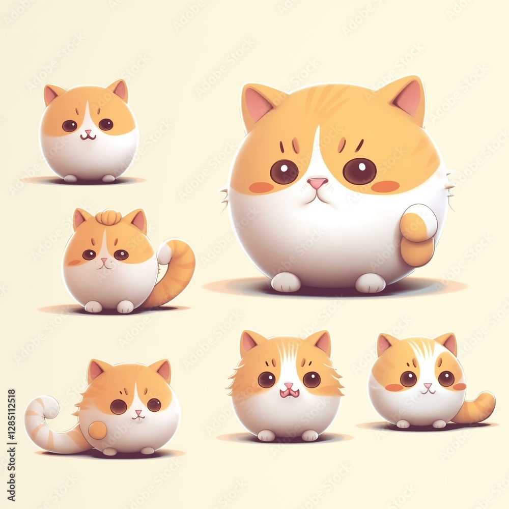 Cute cartoon cat in various adorable poses and expressions Cute cartoon cat in various adorable poses and expressions