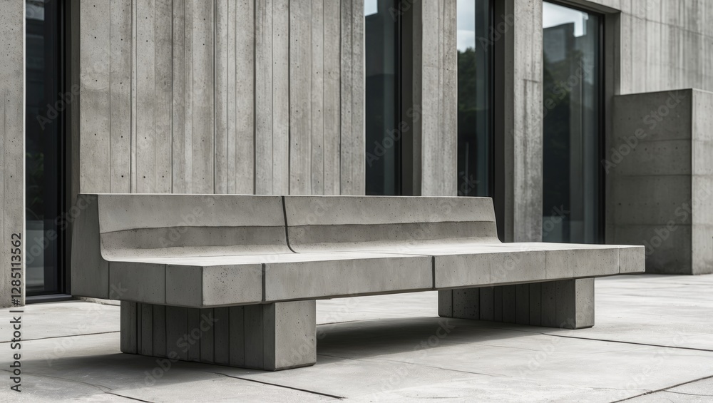 Streamlined brutalist concrete seating structure in architectural design Streamlined brutalist concrete seating structure in architectural design