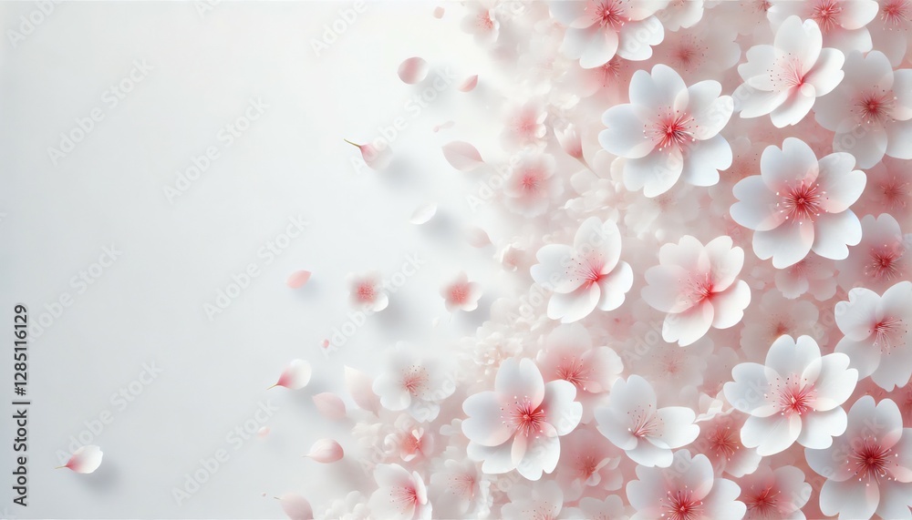 Fototapeta premium 白を基調とした桜の幻想的背景 | 優雅な春のデザイン