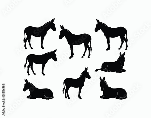 Donkey Silhouette Vector Template Artwork Illustration