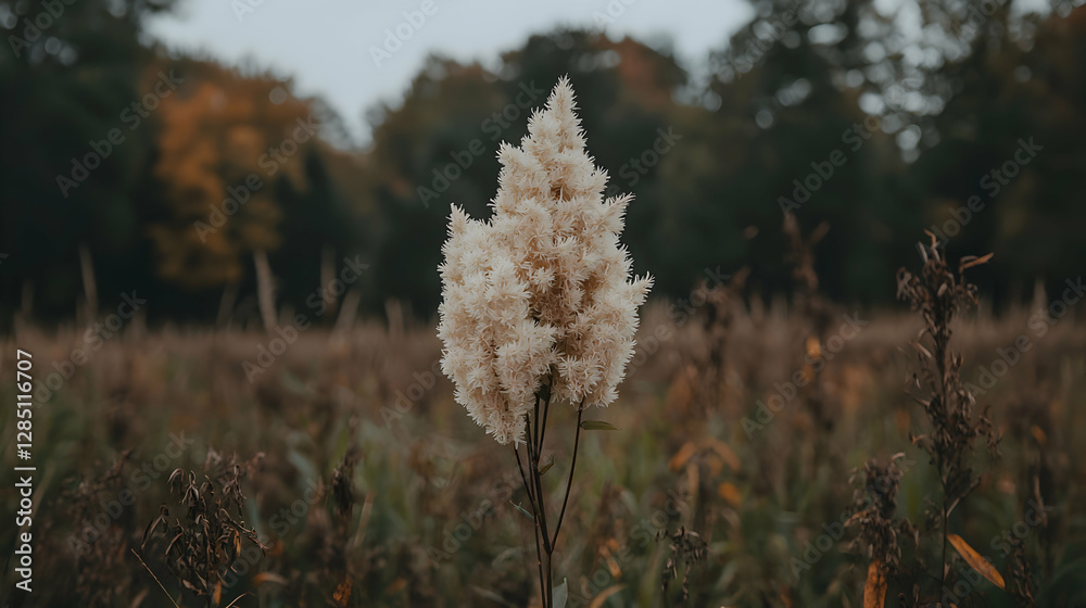 Fototapeta premium Autumnal plant, park background, nature scene, peaceful mood, website banner