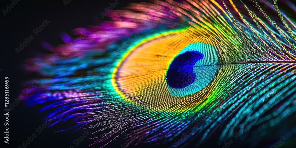 Fototapeta premium Colorful feather with a blue eye