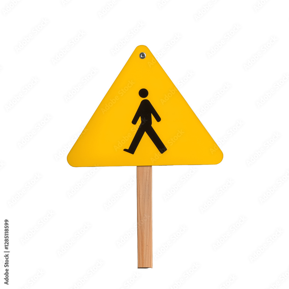 Caution pedestrian sign illustration with transparent background for visual clarity Caution pedestrian sign illustration with transparent background for visual clarity