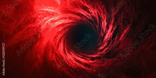 Red swirl with a black hole in the middle