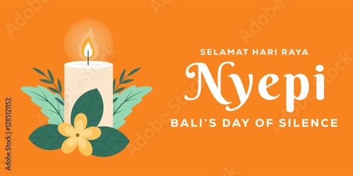 nyepi bali's day of silence horizontal banner illustration in flat design