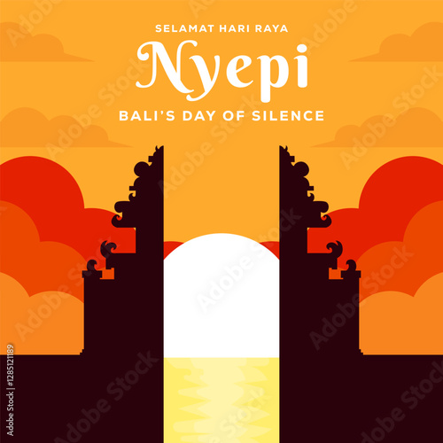 flat design nyepi bali's day of silence illustration