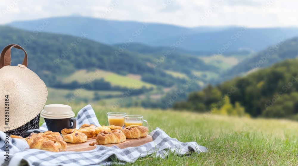 Fototapeta premium A picnic blanket covered in pastries