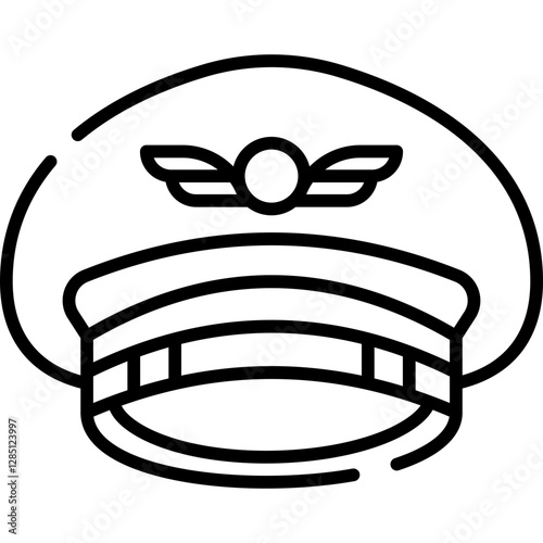 Pilot Hat Line Icon