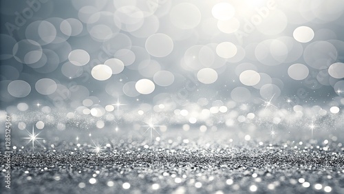 Elegant Silver Glitter Gradient with Soft Bokeh Lights on a Neutral Backdrop sophisticated silver glitter gradient cascading across a smooth, neutral-toned background, enhanced by soft bokeh lights photo