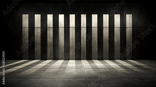 Dramatic light and shadow play on concrete wall industrial space architectural photography minimalist environment low angle view