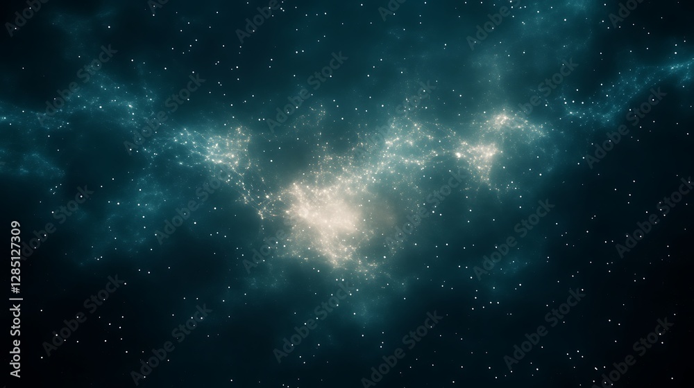 Obraz premium Vibrant celestial scene showcasing a galaxy with stars and cosmic dust against a dark backdrop.