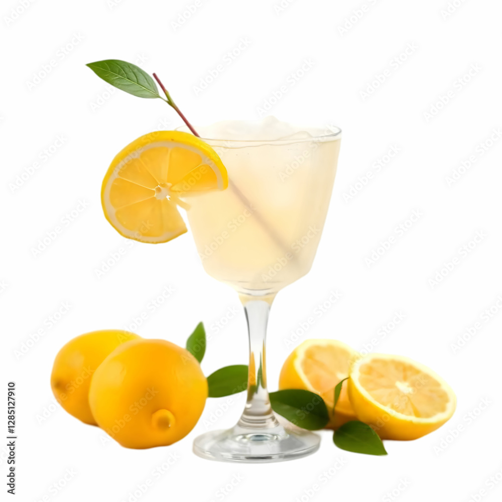 Exotic cocktail with lemons isolated on the white background Exotic cocktail with lemons isolated on the white background