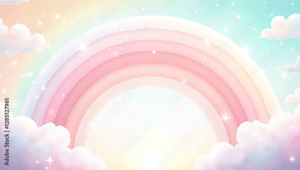Design a dreamy and enchanting composition featuring a whimsical pastel rainbow, blending soft hues of pink, lavender, mint, and peach to create a magical and uplifting atmosphere. Design a dreamy and enchanting composition featuring a whimsical pastel rainbow, blending soft hues of pink, lavender, mint, and peach to create a magical and uplifting atmosphere.