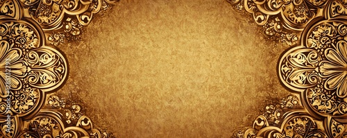 Elegant ornamental gold frame design with textured central background