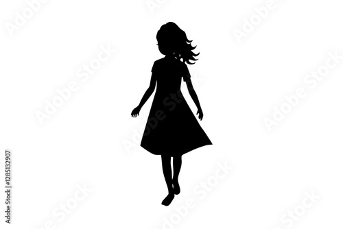 A girl slowly gracefully walking silhouette