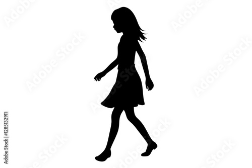 Girl slowly gracefully walking silhouette