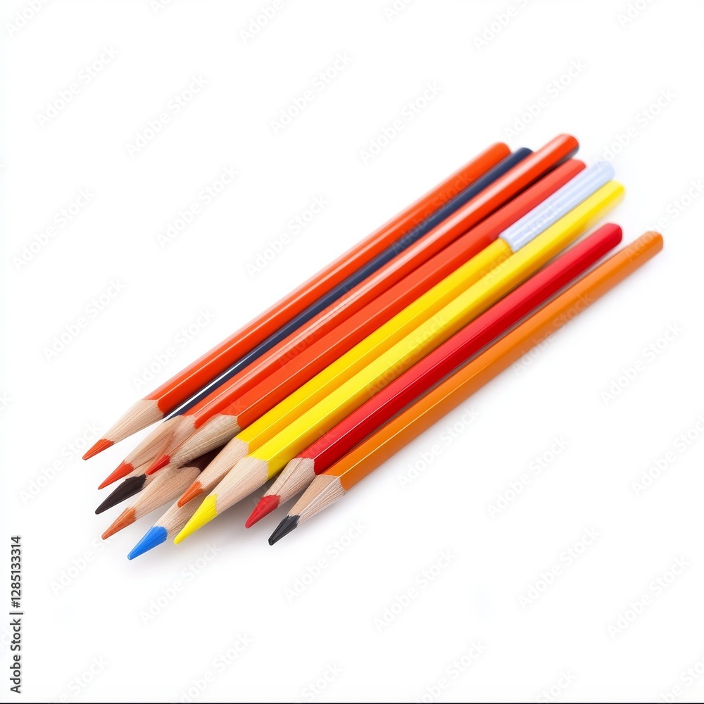 Colored pencils arranged neatly Colored pencils arranged neatly